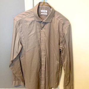 Calvin Klein micro check light brown dress shirt